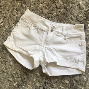 White Denim Jean Shorts Three Button Detail